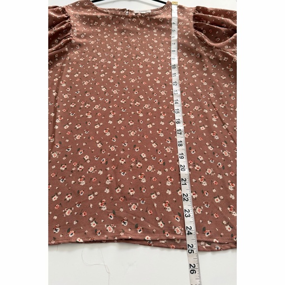Pleione Brown Floral Puff-Sleeve Blouse - Picture 8 of 12
